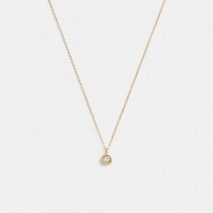 Coach Halo Round Pendant Necklace Goud | COH866132