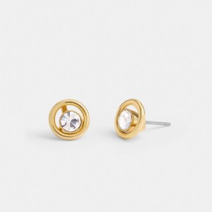 Coach Halo Round Stud Earrings Goud | COH866121
