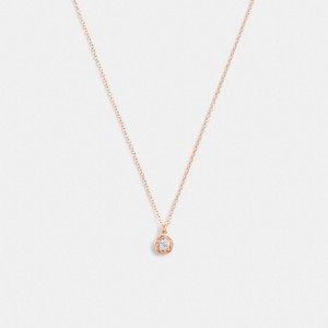Coach Halo Tea Rose Pendant Necklace Roze Goud | COH866180