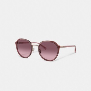 Coach Hangtag Geometric Round Sunglasses Claret | COH866394