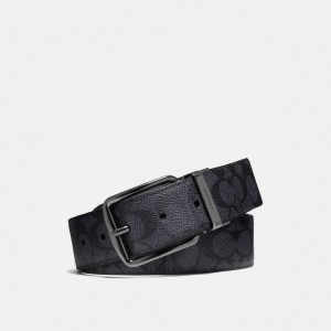 Coach Harness Buckle Cut To Size Reversible Belt, 38 Mm Grijs Zwart | COH867001