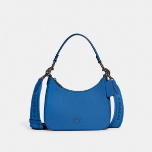 Coach Hobo Crossbody Bag With Signature Canvas Blauw | COH865275
