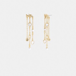 Coach Horse And Carriage Front Back Charm Earrings Goud | COH866218