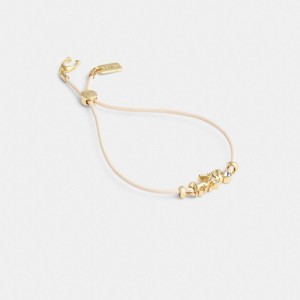 Coach Horse And Carriage Leather Slider Bracelet Goud | COH866229