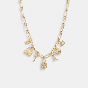 Coach Iconic Charm Chain Necklace Goud | COH866157