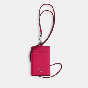 Coach Id Lanyard With Signature Canvas Roze | COH866752