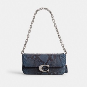 Coach Idol Bag 23 In Python Zilver Blauw | COH864863