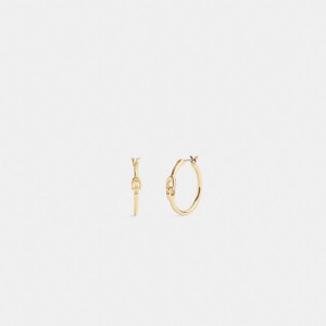 Coach Interlocking Signature Small Hoop Earrings Goud | COH866201