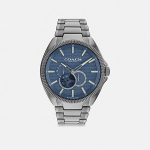 Coach Jackson Automatic Watch, 45 Mm Grijs Blauw | COH866962