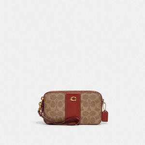 Coach Kira Crossbody Bag In Colorblock Signature Canvas Bruin Rood | COH865637