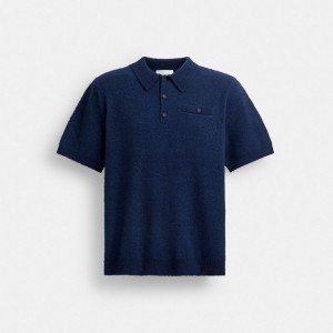 Coach Knit Polo Donkerblauw | COH866904