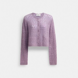 Coach Lace Knit Cardigan Paars | COH865951