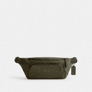 Coach League Belt Bag In Signature Canvas Jacquard Groen | COH866576