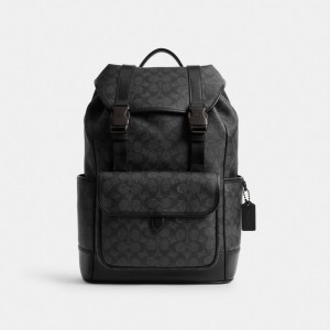 Coach League Flap Backpack In Signature Canvas Grijs | COH865480