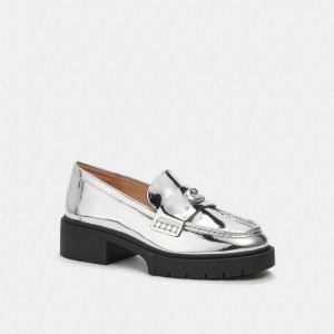 Coach Leah Loafer In Silver Metallic Zilver | COH865797