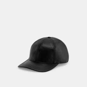 Coach Leather Baseball Hat Zwart | COH867037