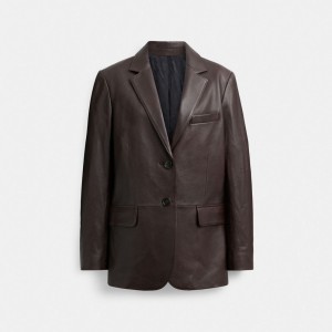 Coach Leather Blazer Bruin | COH865916