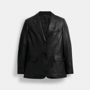 Coach Leather Blazer Zwart | COH865929