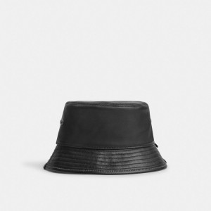 Coach Leather Bucket Hat Zwart | COH867039