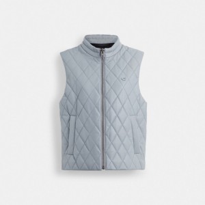 Coach Leather Quilted Vest Blauw | COH865919