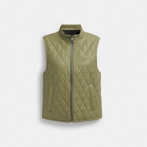Coach Leather Quilted Vest Groen | COH865934