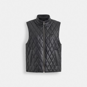 Coach Leather Quilted Vest Zwart | COH865915