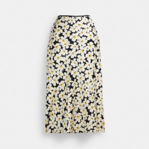 Coach Long Floral Midi Skirt Zwart | COH866041