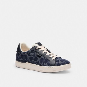 Coach Lowline Low Top Sneaker In Signature Denim Blauw | COH865832