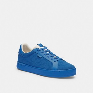 Coach Lowline Low Top Sneaker In Signature Canvas Blauw | COH866814