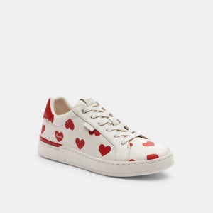 Coach Lowline Low Top Sneaker With Valentine'S Print Rood | COH865828