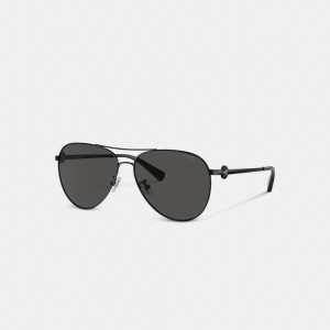 Coach Metal Aviator Sunglasses Zwart | COH866345