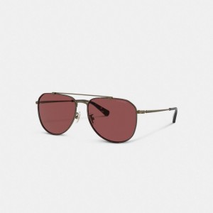 Coach Metal Windsor Pilot Sunglasses Bordeaux | COH867065