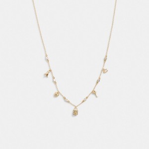 Coach Mini Iconic Charm Necklace Goud | COH866189