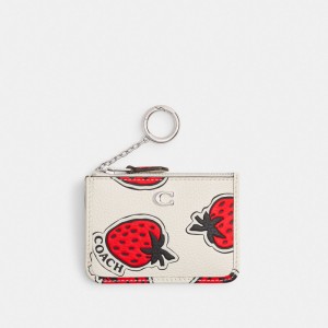 Coach Mini Skinny Id Case With Strawberry Print Zilver Gekleurd | COH865714