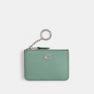 Coach Mini Skinny Id Case Zilver Turquoise | COH865544