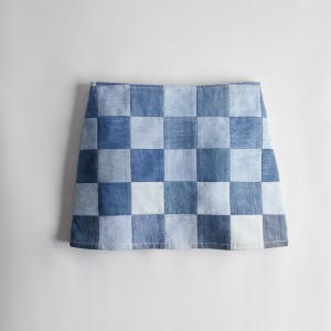 Coach Mini Skirt In Denim Checkerboard Blauw Gekleurd | COH866035