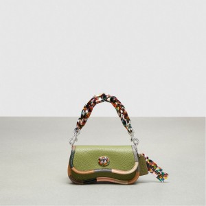 Coach Mini Wavy Dinky Bag With Colorful Binding In Upcrafted Leather Olijfgroen Groen Gekleurd | COH865372