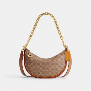 Coach Mira Shoulder Bag In Signature Canvas Bruin Rood | COH865357