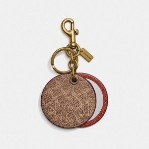 Coach Mirror Bag Charm In Signature Canvas Bruin Rood | COH866450