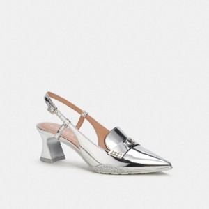 Coach Nikola Hybrid Slingback In Silver Metallic Zilver | COH865743