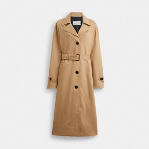 Coach Oversized Trench Coat Khaki | COH865917