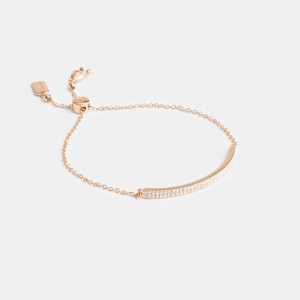 Coach Pavé Bar Slider Bracelet Roze Goud | COH866084