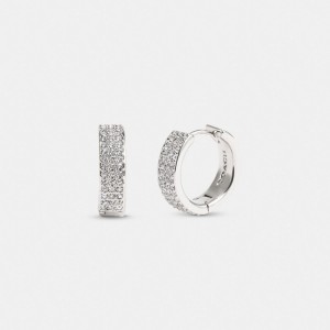 Coach Pavé Huggie Earrings Zilver | COH866074