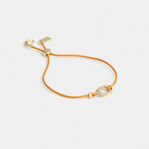 Coach Pavé Signature Leather Slider Bracelet Goud Oranje Gekleurd | COH866232