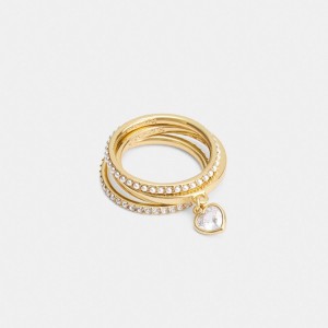 Coach Pearl Heart Ring Set Goud | COH866203