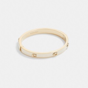 Coach Pegged Signature Hinged Bangle Goud | COH866093