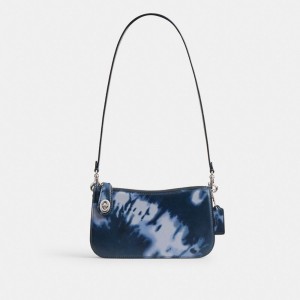Coach Penn Shoulder Bag With Tie Dye Print Zilver Donkerblauw | COH864893