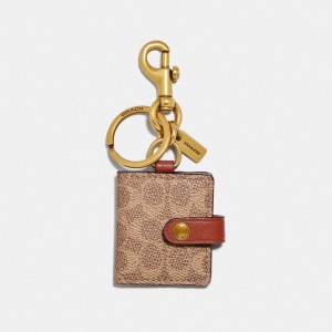 Coach Picture Frame Bag Charm In Signature Canvas Khaki | COH866462