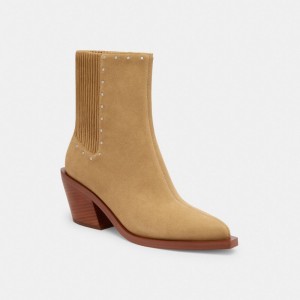 Coach Prestyn Bootie With Rivets Beige | COH865913