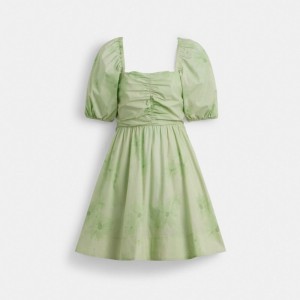 Coach Puff Sleeve Mini Dress Groen | COH866054